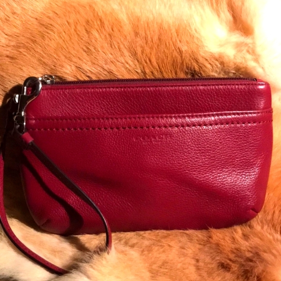 COACH Genuine Leather Large Clutch Wristlet